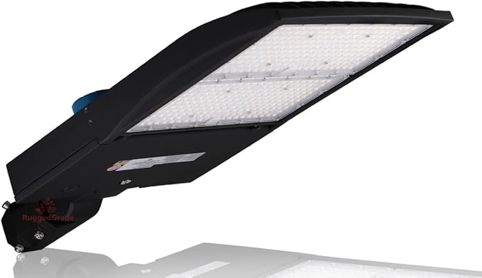 RuggedGrade 300 Watt LED NextGen III Shoebox Light - 42,000 Lumen - 5000K Bright White - Slip Fit - With Photocell - Black Housing