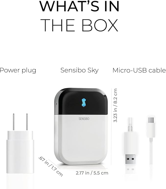 Sensibo Sky, Smart Wireless Air Conditioner Controller. Quick & Easy DIY Installation. Maintains Comfort with Energy Efficient. Automatic Wifi Thermostat Control App. Google, Alexa and Siri Compatible