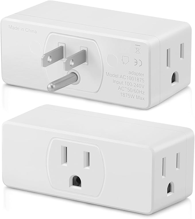 Multi Plug Outlet Extender 2pack, Multiple Outlet Splitter, 3 Outlet Grounding Wall Adapter, Multi Plug Wall Outlet, Multiple Plugs in One Outlet, Cruise Essentials, Electrical Wall Outlet Splitter