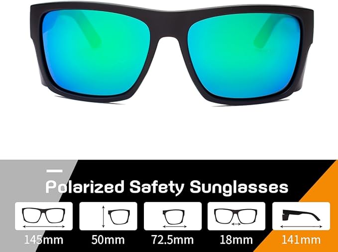 UV400 Polarized Safety Sunglasses – ANSI Z87.1 Certified, 100% UV Protection, Anti-Glare, Impact Resistant