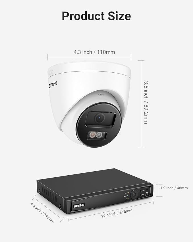 ANNKE 16CH 4K PoE Security Camera System, 12MP H.265+ NVR with 4TB HDD and 8X 4K/8MP IP Wired Cams, AI Human Vehicle Detection, Spotlight Color Night Vision, Built-in Mic, Compatible with Alexa