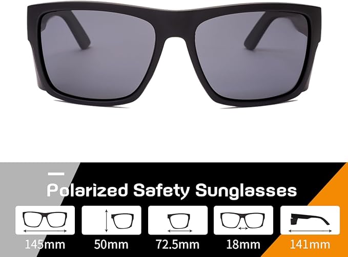 UV400 Polarized Safety Sunglasses – ANSI Z87.1 Certified, 100% UV Protection, Anti-Glare, Impact Resistant
