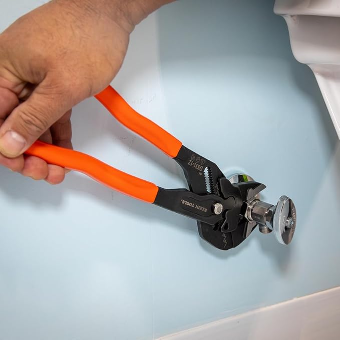 Klein Tools D53112 Compact Plier Wrench, High Leverage Multi-Use Adjustable Plier Wrench with Smooth Jaws, 12-Inch