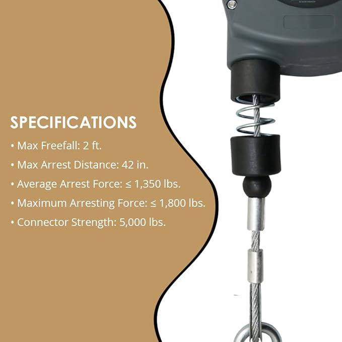 AFP Demon 11 FT Single Leg Self-Retracting Lifeline Cable Retractable | Steel Locking Snap Hook | Safety Yoyo | Fall Protection Arrest Limiter | Construction Industrial | OSHA & ANSI Rated SRL