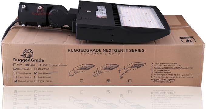 150 Watt LED NextGen III Parking Lot Lights - 21,000 Lumen - 3000K Warm White - Slip Fit Mount - with Photocell