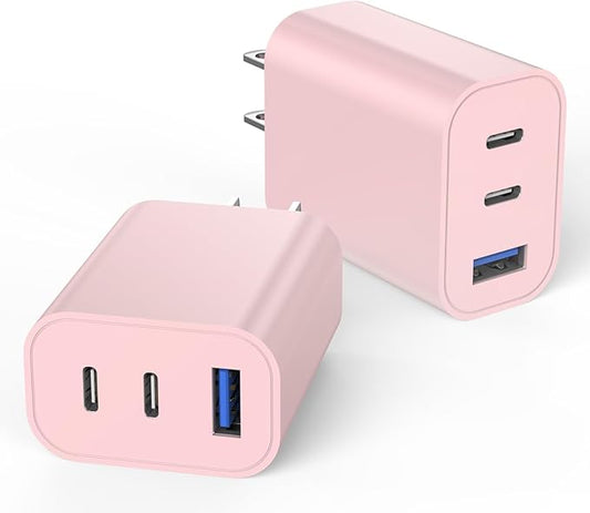 USB C Charger Block for Apple iPhone 17 Fast Charging, 2-Pack 35W USB Charging Block PD Power Adapter Multiport Type C Wall Charge Block for iPhone 17/Air/16/16 Pro/15/15 Pro/Pro Max/Plus/14/13/12