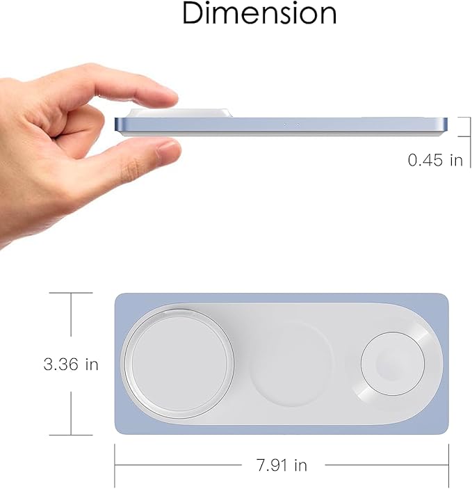 3-in-1 Charging Station for Apple Devices: Used for iPhone and Watch Charging Station with Magsafe Charger Stand, Wireless Charger for iPhone15/14/13/12, Apple Watch 1-9/Ultra, AirPods 3 Pro