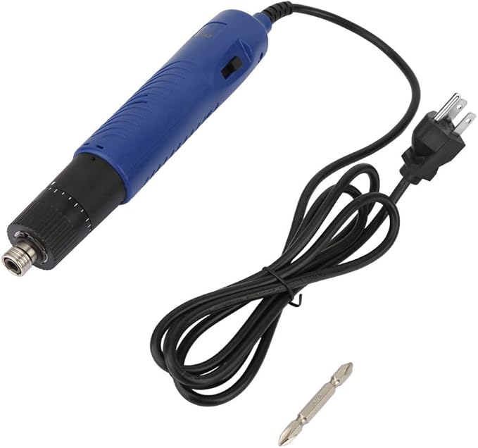 WALFRONT Electric Screwdriver Adjustable 1/4" Handheld Straight Shank Practical Repair Kit 900RPM Fit Screw 2-6mm(US Plug 110V)