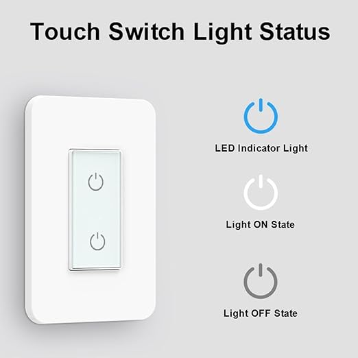 Nexete Smart Dual Light Switch, 2 in 1 Single Pole Double, Remote Voice Control Smart Life App Compatible With Alexa Google Assistant, 2.4GHz Wi-Fi Neutral Wire Required, White (2-Pack)