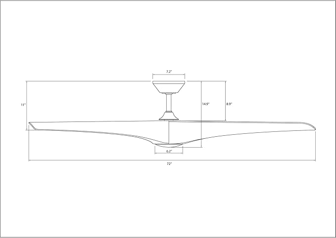 Zephyr Indoor or Outdoor 3-Blade 72in Smart Ceiling Fan in Matte White with Adjustable CCT 2700-3000-4000-5000K LED Light Kit and Remote Control Compatible with Alexa and iOS or Android App