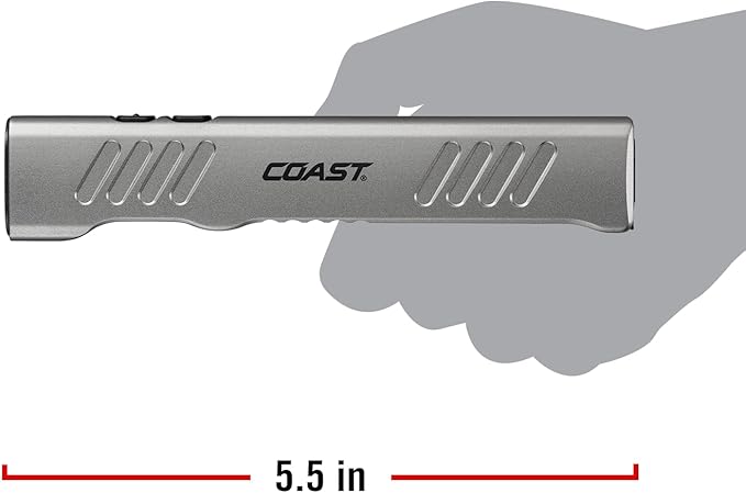 Coast Slayer 1150 Lumen USB-C Rechargeable LED Flashlight with Spot/Flood, Memory Mode and Pocket Clip, Silver