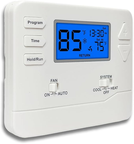 Programmable Thermostat for Home,Conventional Single-Stage Systems,5-1-1 Day Programmable Digital Energy-Saving Thermostat,up to 1 Heat/1 Cool Compatible with Gas System,Blue Backlight