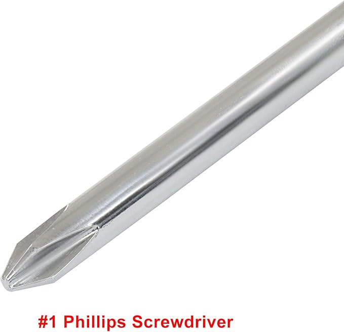 10 Inch Long #1 Phillips & 5mm Slotted Screwdriver 2-Piece Set, Magnetic Tip Flat Blade Cross-head Screwdrivers (Red, Green)
