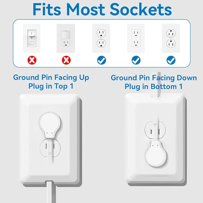 CILIA Flat-Face Outlet Extender, Ultra-Thin Wall Plate Plug with Cord Extender, 3 Outlets Power Strip, Childproof 3ft Extension Cord with Outlet Cover, Space-Saving, Hide Cords for Home, Office, White