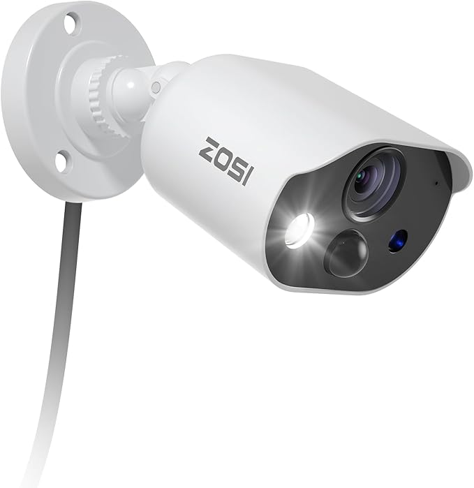 ZOSI 1080P HD-TVI Add On Camera, 2MP 1920TVL Indoor Outdoor Surveillance Home Security Camera with Audio, Night Vision, Smart Motion Detection, IP66 Weatherproof, Only Work 3K Lite CCTV DVR