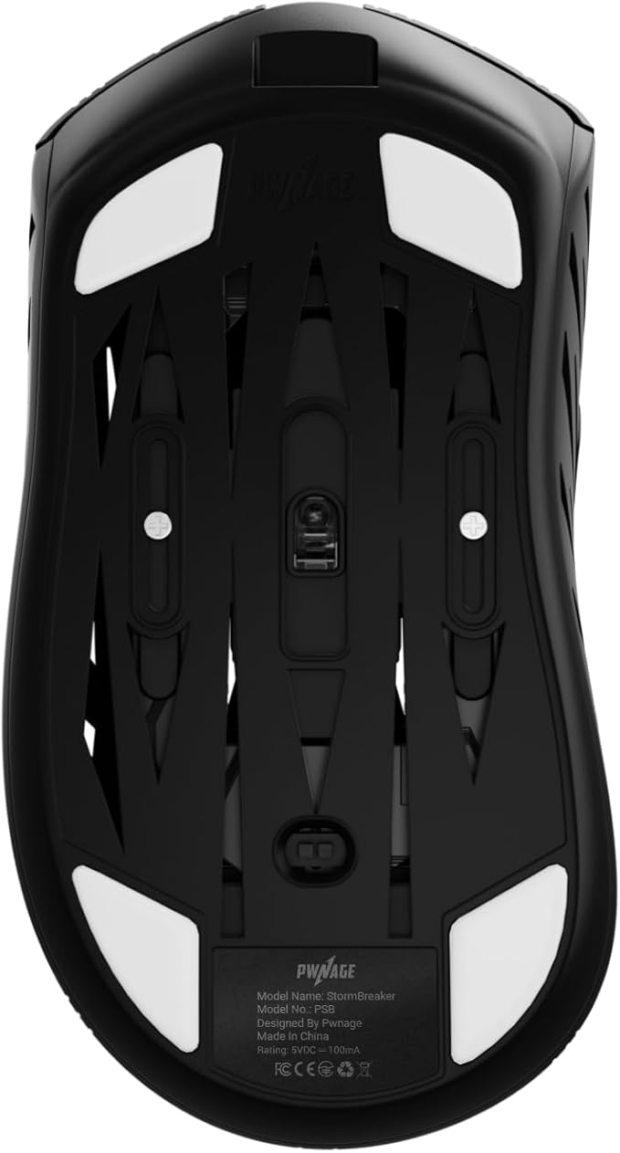 PWNAGE Stormbreaker Wireless Gaming Mouse – 49g Ultralight Magnesium, 8K Polling, Adjustable Sensor, PAW3395, 26K DPI, Ergonomic Shape, PTFE Skates, Pro FPS Mouse for PC – Black