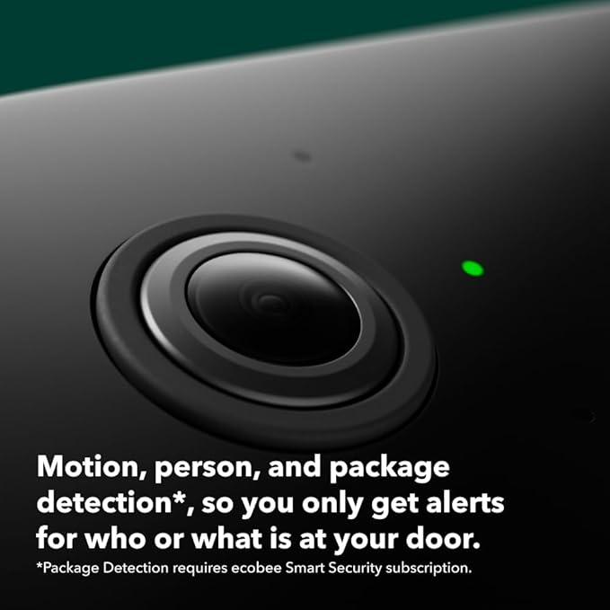 ecobee Home Security Bundle with Smart Doorbell Camera (Wired), SmartSensor for Doors and Windows, and SmartCamera with Voice Control.