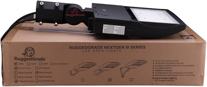 100 Watt LED NextGen III Parking Lot Lights - 14,500 Lumen - 5000K - Slip Fit Mount - Without Photocell