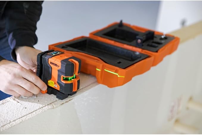 Johnson Level & Tool JLN300-GNCL Laser Level, Self-Leveling Cross-Line Laser with GreenBrite® Technology, Magnetic Base, Hard-shell Carry Case, Lithium Ion Battery, Magnetic