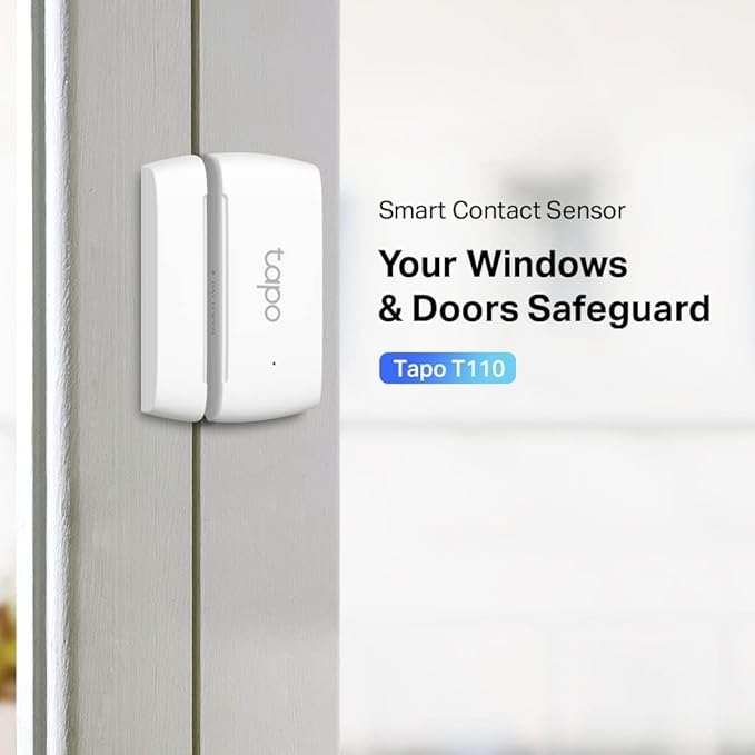 Tapo Door Sensor Mini, REQUIRES Tapo Hub, Long Battery Life w/Sub-1G Low-Power Wireless protocol, Contact Sensor, 15mm Wide Gap Allowed, Real-Time Notification, Smart Action (Tapo T110)