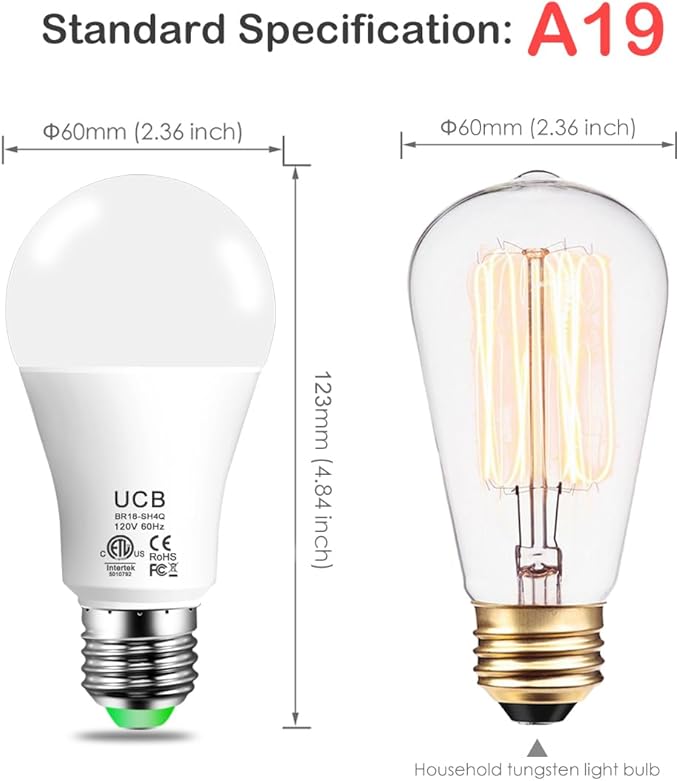 UCB Alexa Light Bulb 130W Equivalent, Smart Light Bulbs Warm White to Daylight Tunable, A19 E26 Bluetooth LED Bulbs Work with Alexa Only for Bedroom Kitchen Living Office No WiFi Required 4 Pack