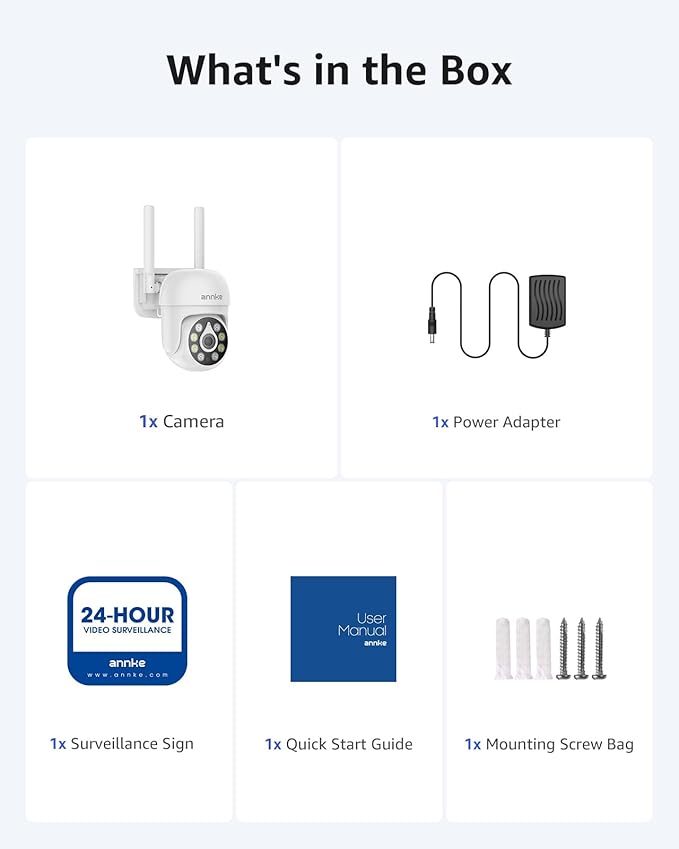 ANNKE Outdoor Wireless Camera, 360° Pan & Tilt, 5MP Camera for Home Security, Auto Tracking, 2 Way Audio, Human Detection, 8X Optical Zoom, PIR Detection, Night Vision, up to 128G, Alexa, IP66