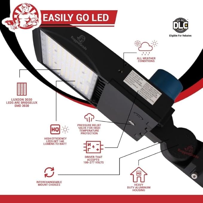 100 Watt LED NextGen III Parking Lot Lights - 14,500 Lumen - 5000K - Slip Fit Mount - Without Photocell