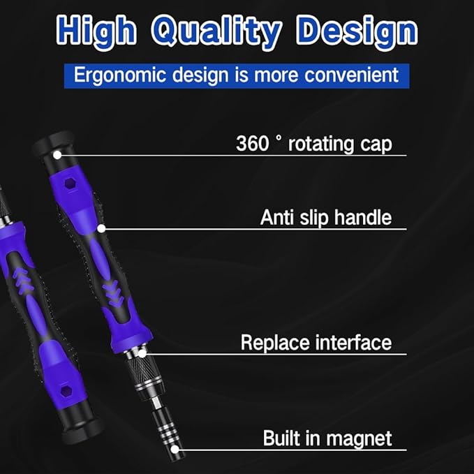 58-in-1 Precision Screwdriver Set, Magnetic Repair Tool Kit with 54 Bits & Extension Rod – for iPhone, Android, Laptop, PC, Watch, Game Console, Electronics, Toys