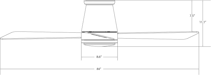 WAC Smart Fans Hug Indoor and Outdoor 3-Blade Flush Mount Smart Home Ceiling Fan 44in Matte Black with 3000K LED Light Kit and Remote Control works with Alexa and iOS or Android App