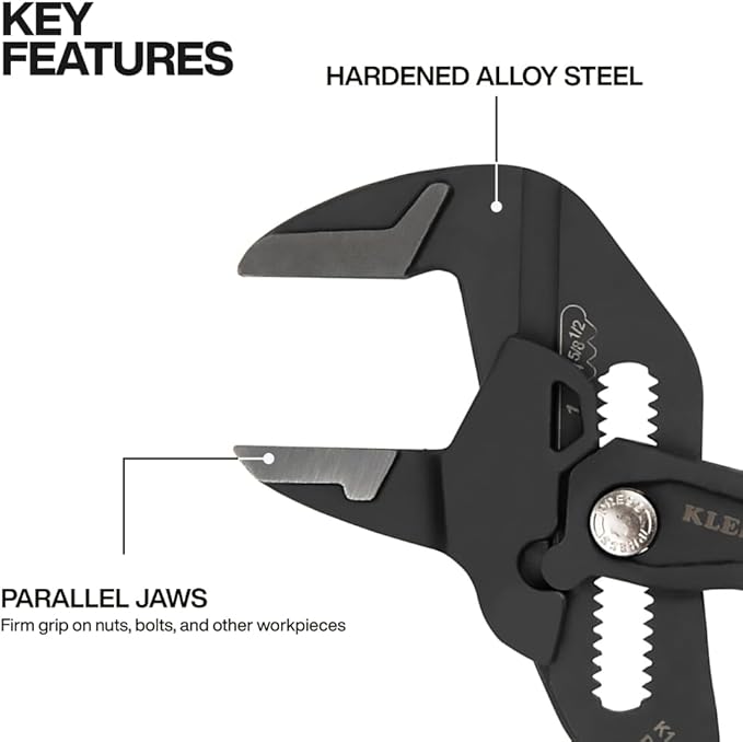 Klein Tools D53110 Compact Plier Wrench, High Leverage Multi-Use Adjustable Plier Wrench with Smooth Jaws, 10-Inch
