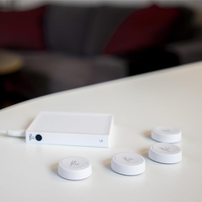 Flic Hub LR - Best Long Range Smart Home Hub with Native Support for Matter, Alexa, Homekit, Nanoleaf, Spotify, Philips Hue, Sonos, IR, Wi-Fi to Control Any Device with Flic Smart Button and Twist.