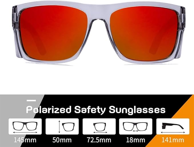 UV400 Polarized Safety Sunglasses – ANSI Z87.1 Certified, 100% UV Protection, Anti-Glare, Impact Resistant