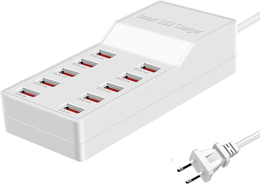 MaxLax USB Charger Station,10-Port 50W/10A Multiple USB Charging Station with Smart IC Technology,Multi Ports Charger Charging for Smartphones,Tablets,and Other Devices.