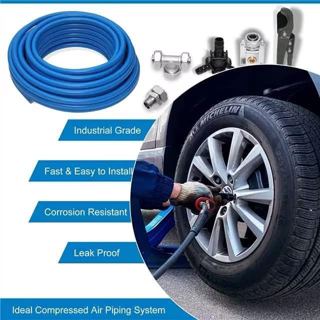 Howaoo 3/4" x 200ft Compressed Air Line Kit, Shop/Garage HDPE-Aluminum Air Line Kit for Compressor, Leak-Proof & Easy to Install