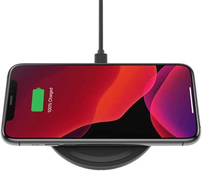 Belkin Quick Charge Wireless Charging Pad - 10W Qi-Certified Charger Pad for Apple iPhone, Samsung Galaxy, Pixel, Airpods Pro & More, Charge While Listening to Music, Streaming Videos - Black (No PSU)