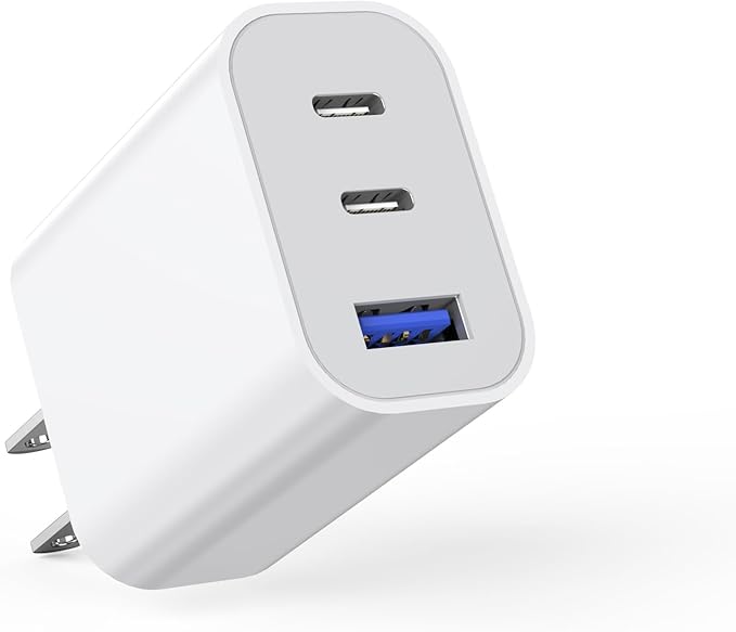 35W Fast USB C Charger Block Double Port USB C Charger PD+QC Wall Plug Multiport Block Cube Compatible with iPhone 16/16 Pro/16 Pro Max/16 Plus/iPhone 15/15 Pro/15 Pro Max/14/13/12/X/iPad Pro/Mini/Air