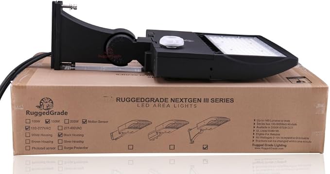 Motion Sensor - 150 Watt LED NextGen III Parking Lot Light - 21,000 Lumen - 5000K - ARM Mount