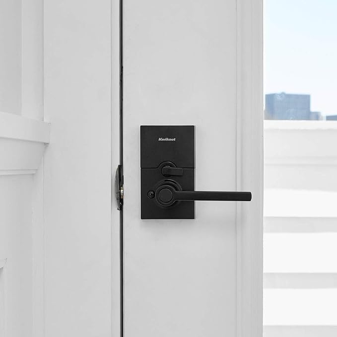 Kwikset SmartCode 917 Keypad Keyless Entry Residential Electronic Lever Lock Deadbolt Alternative with Halifax Door Handle, SmartKey Security, Matte Black Contemporary