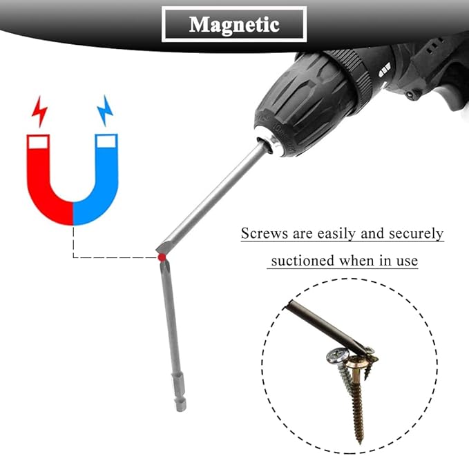 10Pcs 50mm Magnetic Screwdriver Bit Sets Phillips and Slotted Screwdriver Bit 1/4 Inch Hex Shank Drill Bit S2 Steel