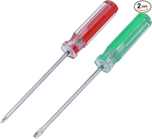 Antrader 2Pcs Screwdriver Set, Non-Magnetic 3mm Phillips & Slotted Bits Screwdriver with 3 Inch Steel Shaft for Repair Home Improvement Craft
