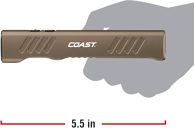 Coast Slayer 1150 Lumen USB-C Rechargeable LED Flashlight with Spot/Flood, Memory Mode and Pocket Clip, Dune