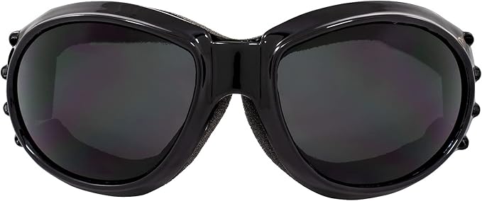 Birdz Eyewear Eagle Padded Motorcycle Goggles Black Frame with Smoke Yellow & Clear Lenses Vented Sides Anti-Fog coating