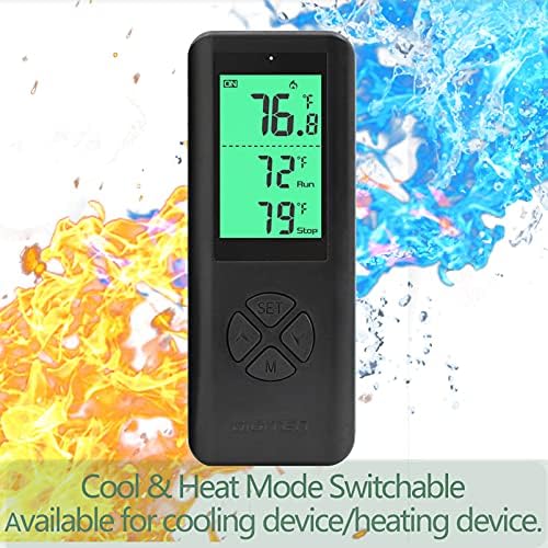 DIGITEN Wireless Thermostat Plug-in Temperature Controller Outlet Remote Control Built in Temp Sensor Thermometer Heating Cooling Mode for Fan Heater Greenhouse Home Brew Reptile, Black