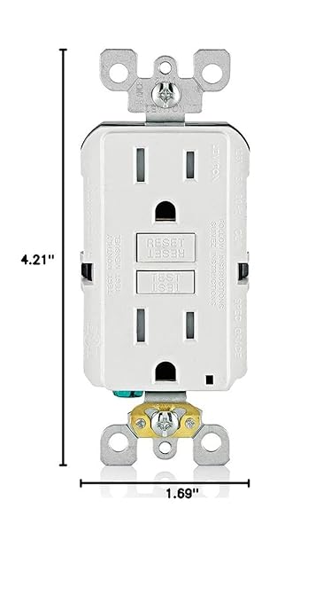 Leviton GFCI Outlet, 15 Amp, Self Test, Tamper-Resistant with LED Indicator Light, Protection from Electric Shock and Electrocution, GFTR1-W, White