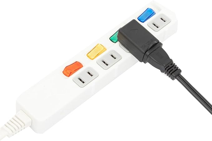 Right Angle Adapter,2-Prong 90 Degree Downward Angled AC Adapter, Polarized 2-Prong L Type Adapter, Vertical Right Angled Down Angle Power Adapter, PA-0502B Black