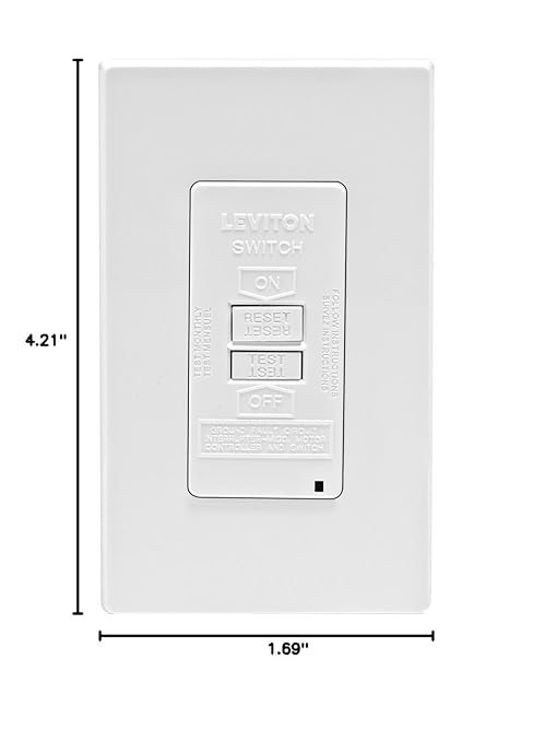 Leviton Blank Face GFCI, 20 Amp, Self Test, LED Indicator Light, Provides GFCI Protection Where an Outlet is not Needed, GFRBF-W, White