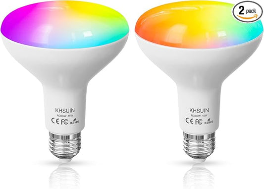 Upgrade Smart Light Bulbs,16W 1600Lumen(150W Equivalent) Ultra Bright 2.4G WiFi BR30 Flood Smart Bulbs Work with Alexa,Google Home(No Hub Required),Full Color Changing Alexa Light Bulb,2 Pack