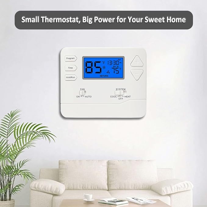 Programmable Thermostat for Home,Conventional Single-Stage Systems,5-1-1 Day Programmable Digital Energy-Saving Thermostat,up to 1 Heat/1 Cool Compatible with Gas System,Blue Backlight