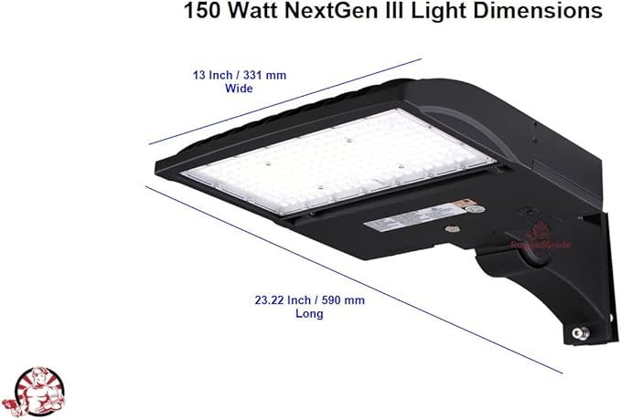 RuggedGrade High Voltage 277-480V - 150 Watt LED NextGen III Parking Lot Lights - 21,000 Lumen - 5000K - Black - ARM Mount - Without photocell