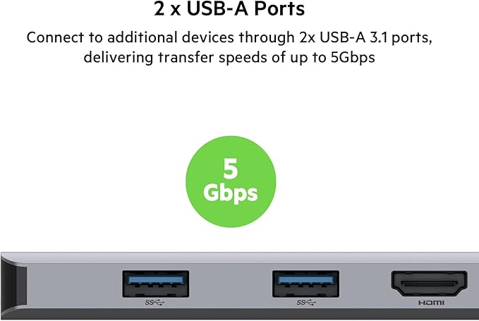 Belkin USB-C Hub, 5-in-1 MultiPort USB-C Docking Station for MacBook & Windows w/ 4K HDMI 1.4, 2x USB-A 3.1, SD 3.0, & Micro SD 3.0, & 5Gbps Data Transfer for Home, Office, & Travel, PVC002